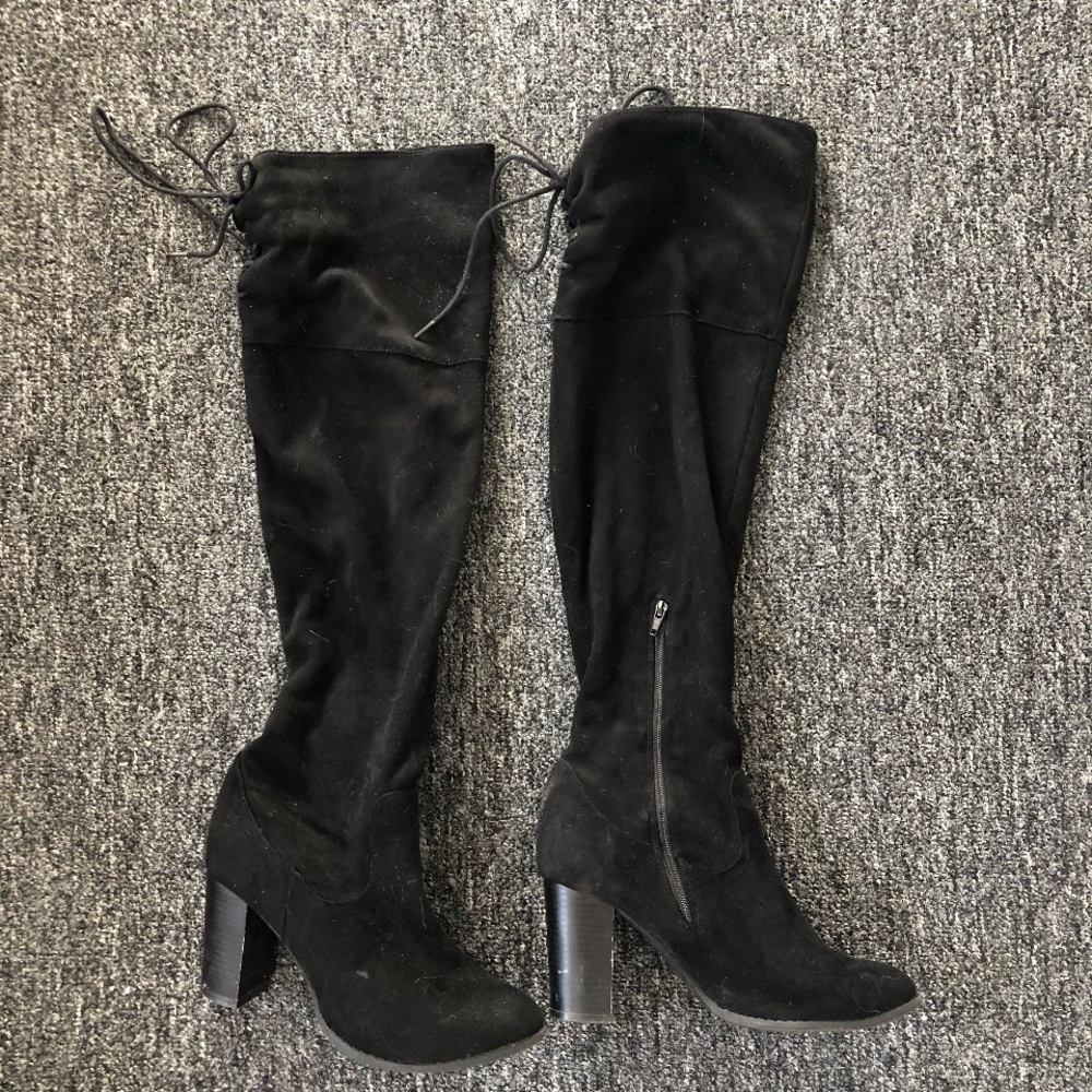 Over the knee suede boots